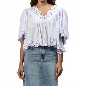NEW DEAR JOHN DENIM lania short sleeve top in skyway